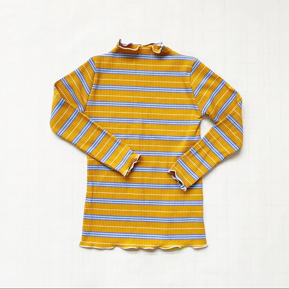 NWT Mustard Ribbed Striped Turtleneck